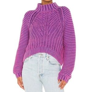 Free People Purple Cable Knit Sweater – Size Medium